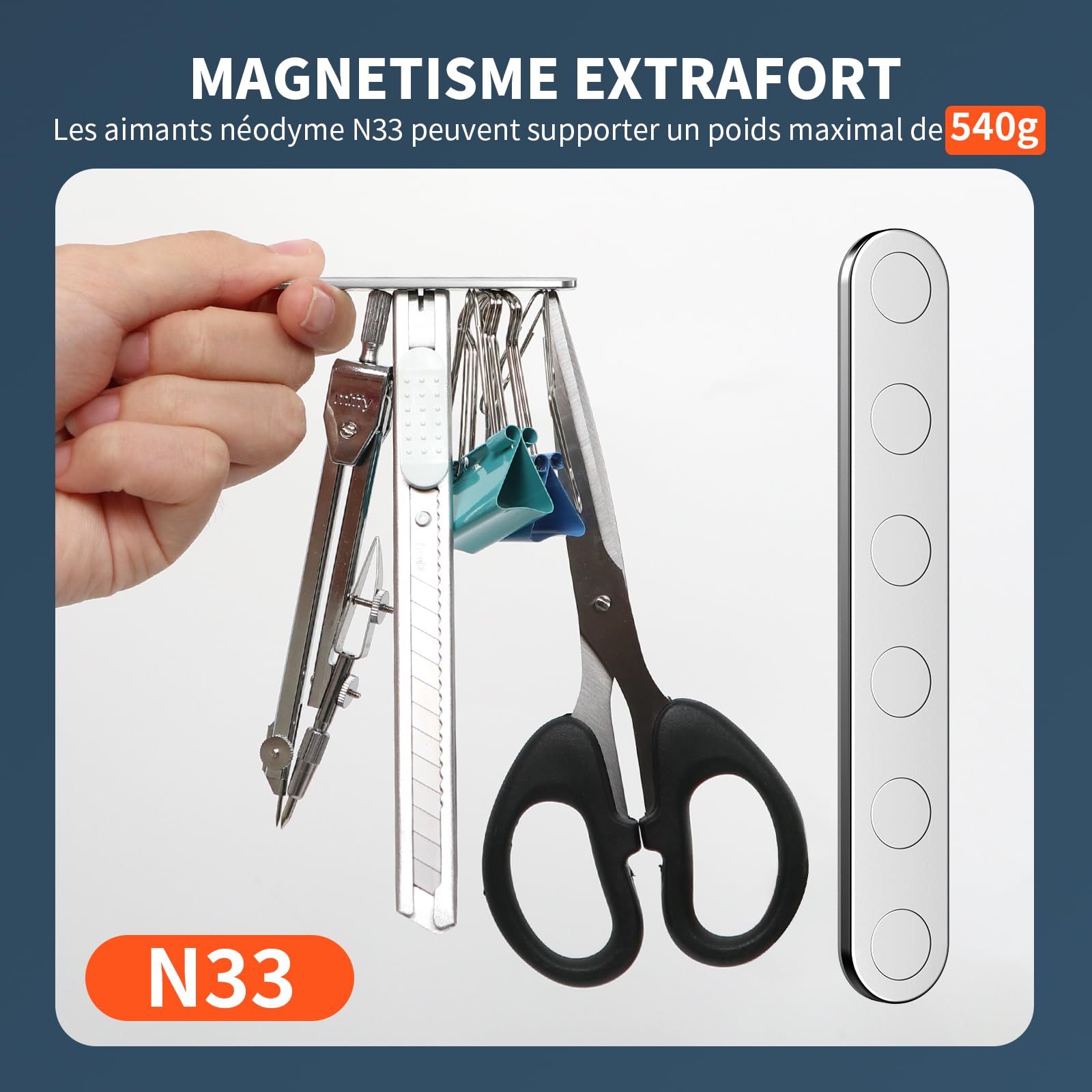 BKSAI 24Pcs Aimants Puissants Néodyme Autocollant Incassable Aimant Plat | 65x10x2mm Magnet Frigo Plat, Bande Magnétique Adhesif, Polyvalent pour Maison Tableau Cuisine Garage, Composants de Fixation