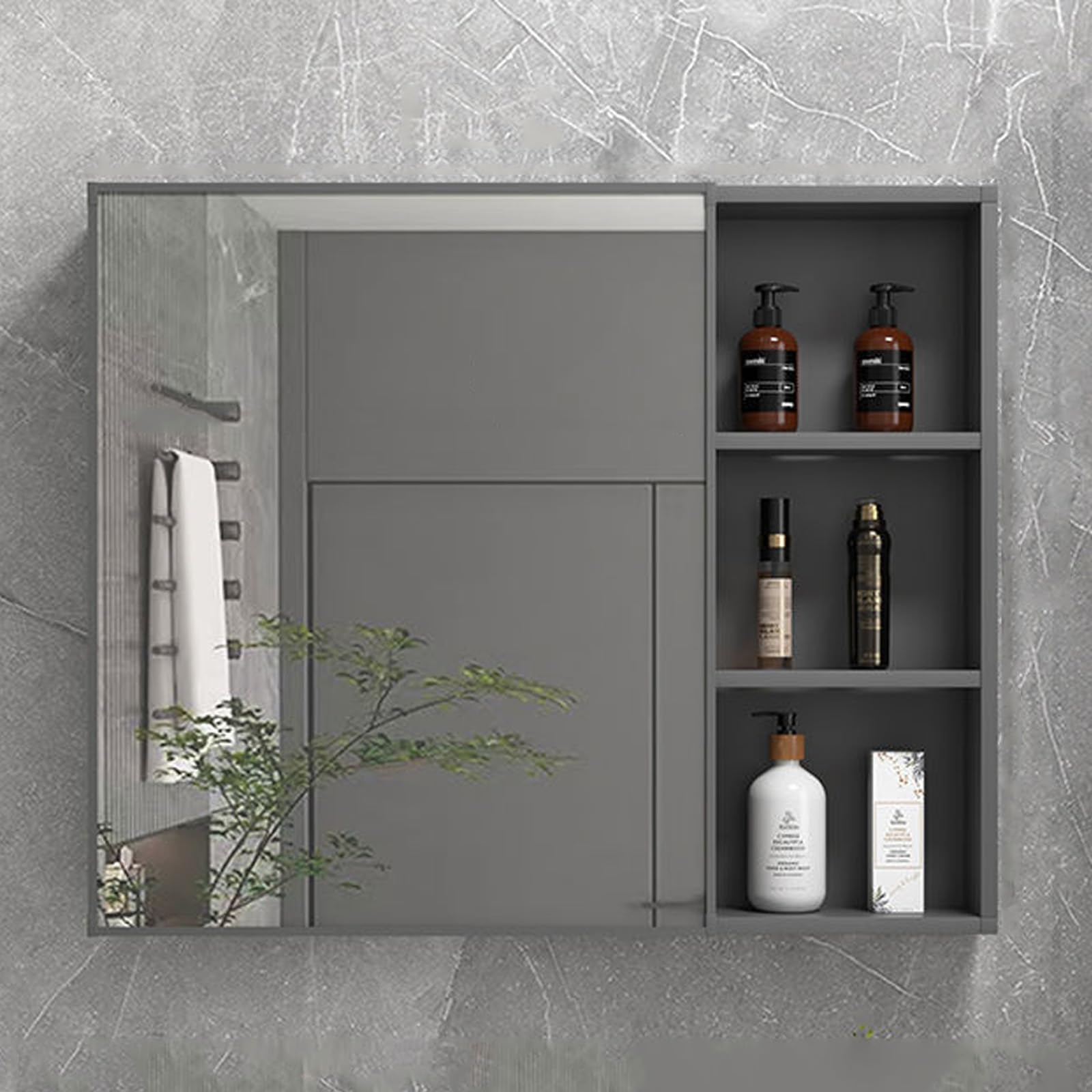 BKSXSOP Wall-Mounted Bathroom Cabinet with Mirror, High-Density Aluminum, Waterproof & Moisture-Proof, Stylish Storage nizer for Essentials, Space-Saving Design