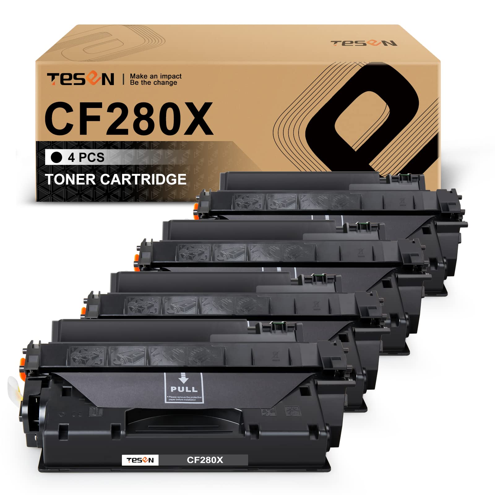 TESEN80X CF280X Compatible Toner Cartridge Replacement for HP 80X CF280X Toner Black for use with HP Pro 400 M401N M401DN M401DNE M401DW MFP M425 M425DN M425DW P2055dn P2055x Printer 4PK