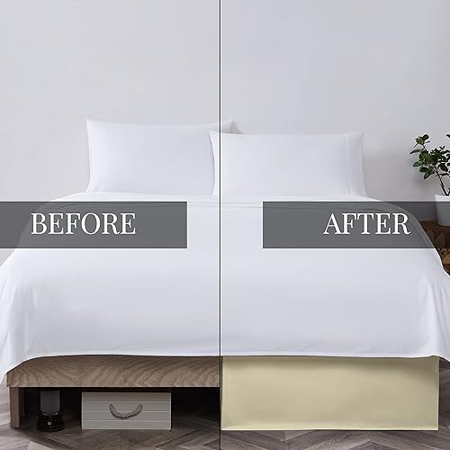 Miniatura 4 de Southshore Fine Linens VILANO Springs faldón para cama plisada, 15 pulgadas, Microfibra, Blancuzco, King