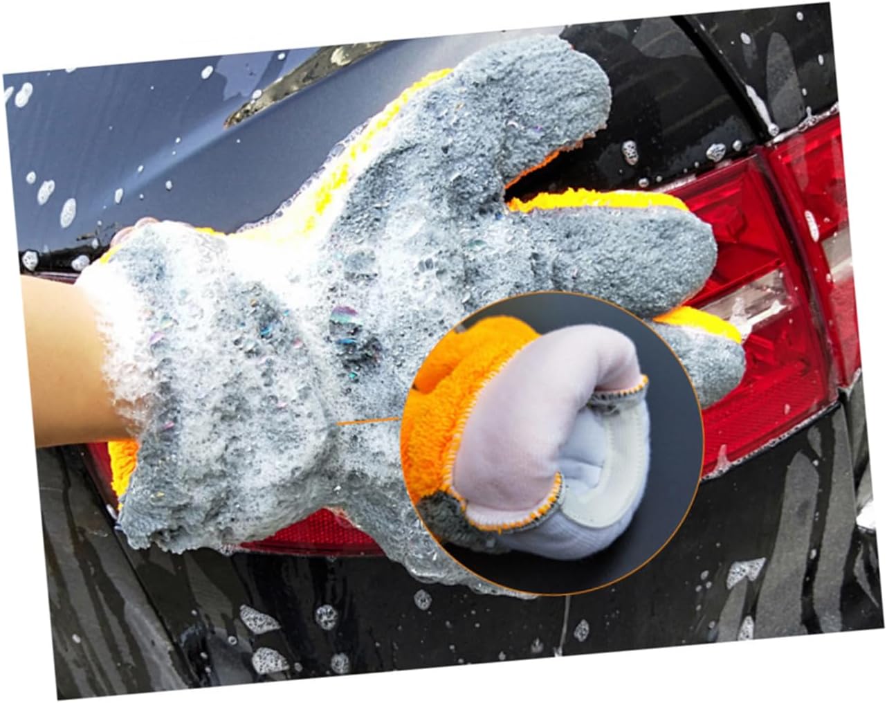 SOLUSTRE Dual-Sided Coral Fleece Car Wash Mitt Gloves Quick Dusting Cleaning Tool for Cars Trucks Rvs Lint- Water-Absorbent Thicken Design