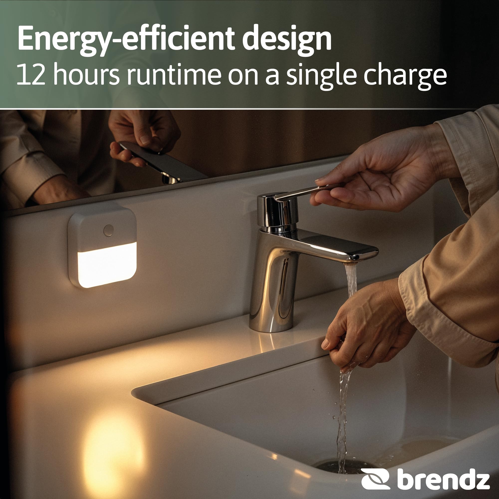Brendz LED Treppenlicht mit Bewegungsmelder, USB-C Wiederaufladbar, Magnetisch, Warmweiß 3000K, Kabellose Schrankbeleuchtung, Nachtlicht, Treppenbeleuchtung, Inuk, 4er-Pack