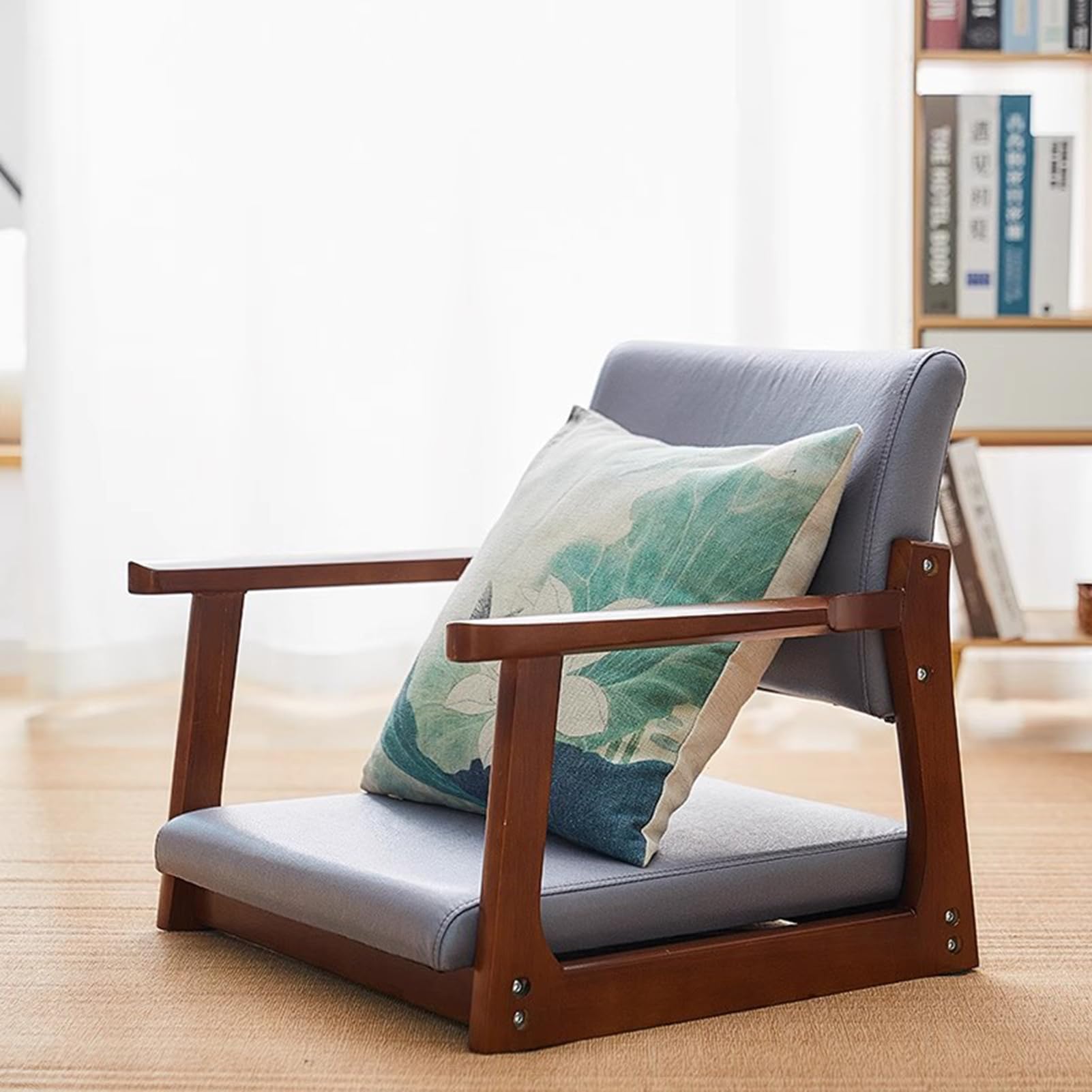 Silla de meditación con soporte de respaldo, silla japonesa para sala de estar o dormitorio, cómodo asiento tatami para relajación y meditación