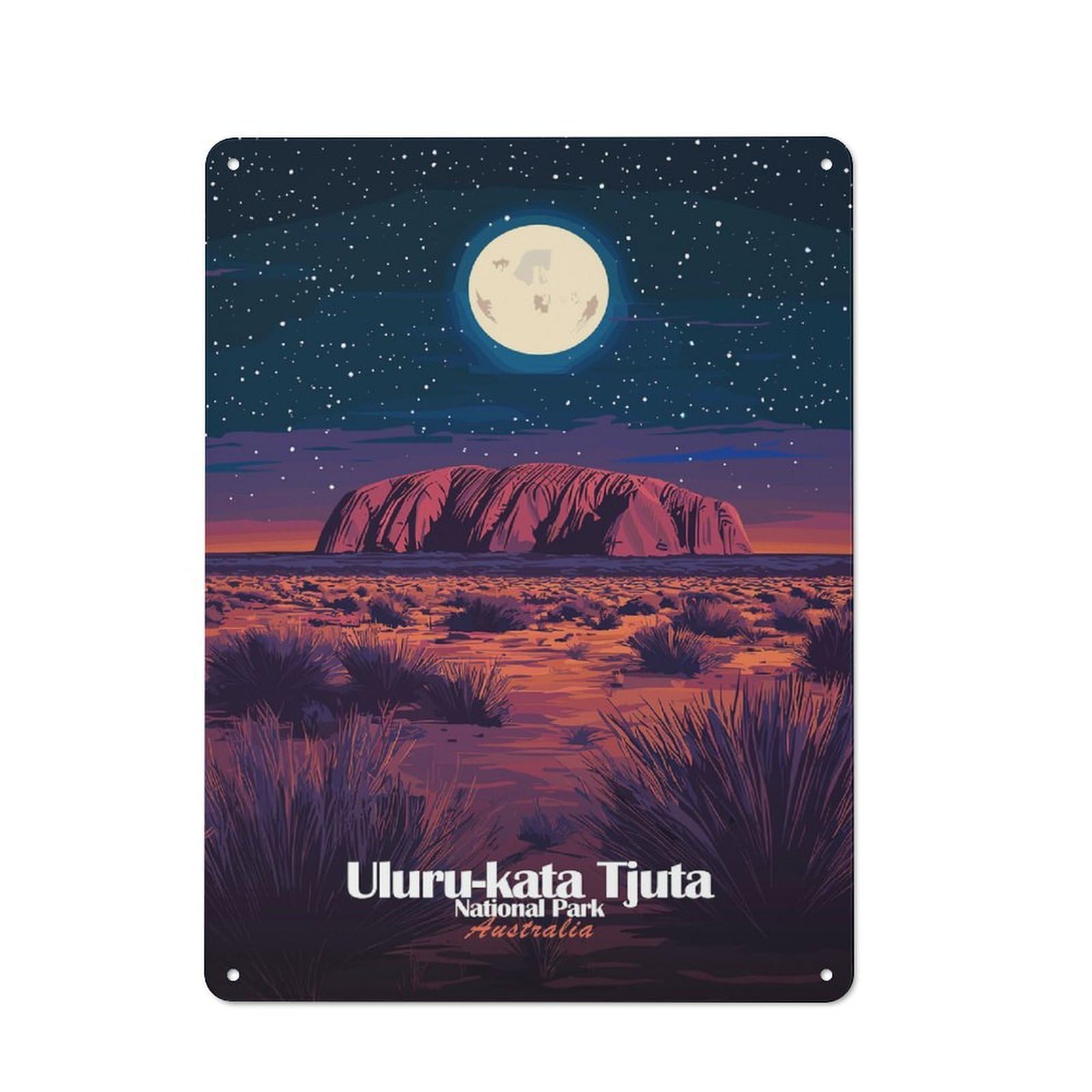 Junmoney Style-17 Uluru-Kata Tjuta National Park Tin Sign 40X30cm For Hallway Wall, Retro Wall Decor, Suited To New Home Decorators