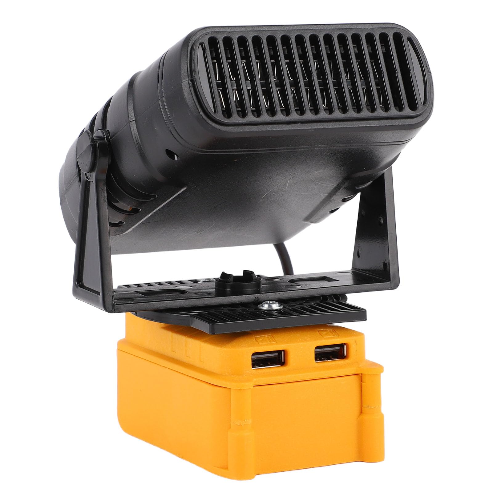 Portable Space Heater, Camping Heater 200W Battery Powered Heater Small Electric Adjustable 55-85C Quiet Operation with 2 USB Outputs for Li Ion Battery