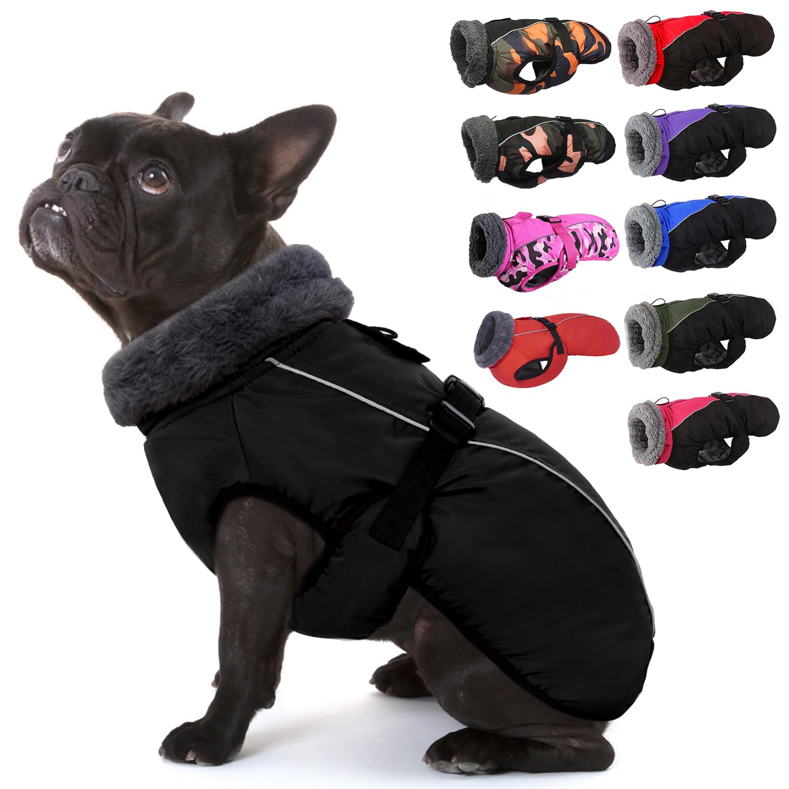 IECOii Extra Warm Dog Coat - Reflective, Adjustable Winter Jacket with Buckle & Fleece Turtleneck for Cold Weather, Soft Winter Coat for Small, Medium & Extra Large Dogs