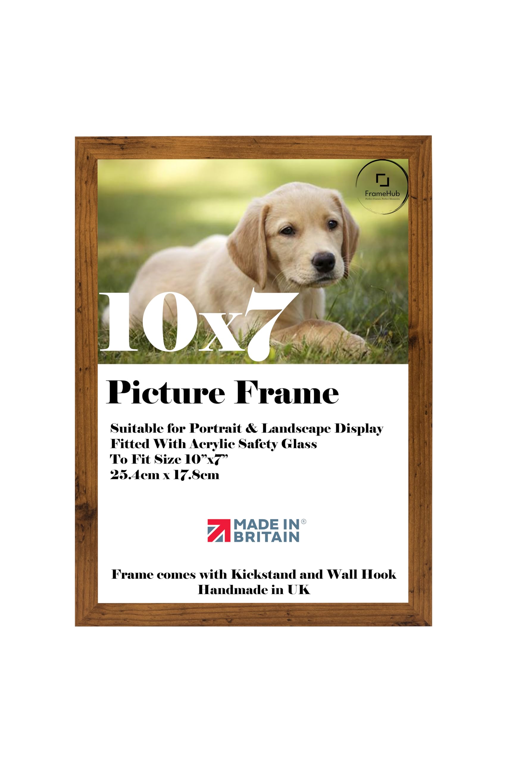 10x7 Black White Modern Small Thin Photo Frame. Wall Hanging. Made In The UK (Width Of Frame 2cm) (Rustic)