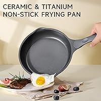 Vista 3 de JEETEE Nonstick Frying Pan, 8" Skillet Titanium & Ceramic Omelette Egg Pan, Oven Safe Suitable for All Stovetops (Gray)