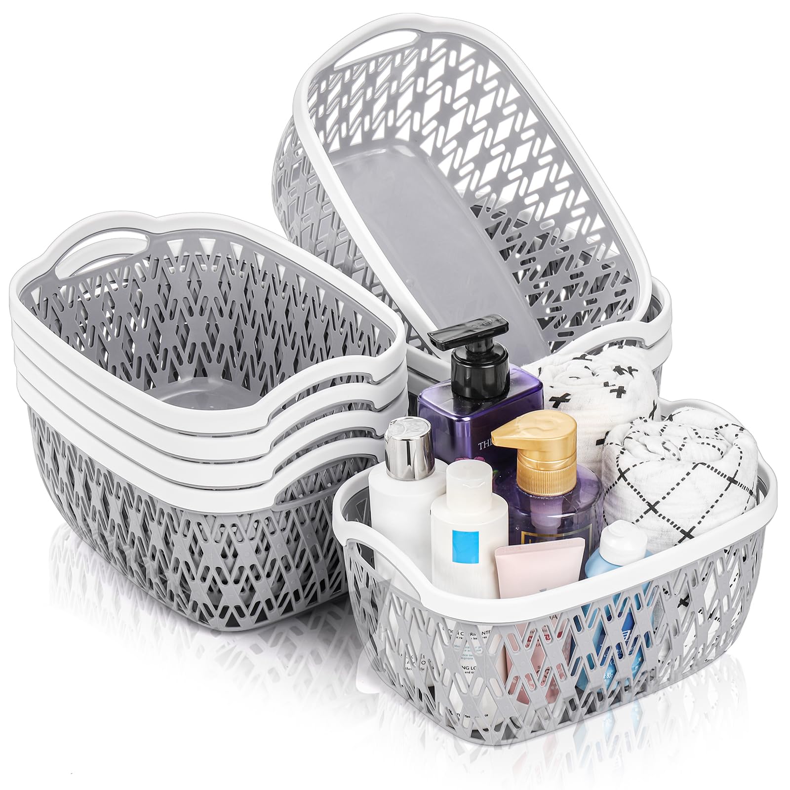 8 Pack Plastic Storage Baskets, Portable Small Pantry