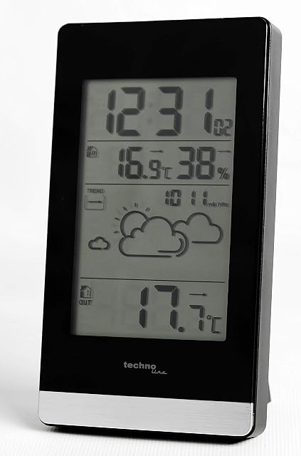 Stacja pogodowa Technoline WS9132, następca WS9130, prognoza trendów pogodowych, temperatura wewnętrzna i zewnętrzna, wilgotność wewnętrzna, w tym nadajnik TX205