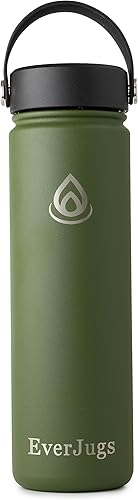 Miniatura 1 de Botella de agua de 22 onzas, boca ancha, botella de acero inoxidable de alta calidad con tapa de agarre, doble pared aislada al vacío, taza térmica,