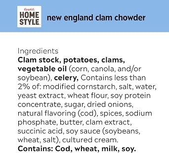 Campbell's Homestyle New England Clam Chowder Soup, 16.3 oz Can (Pack of 12)