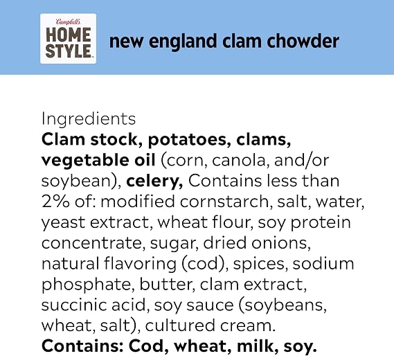 Campbell's Homestyle New England Clam Chowder Soup, 16.3 oz Can (Pack of 12)