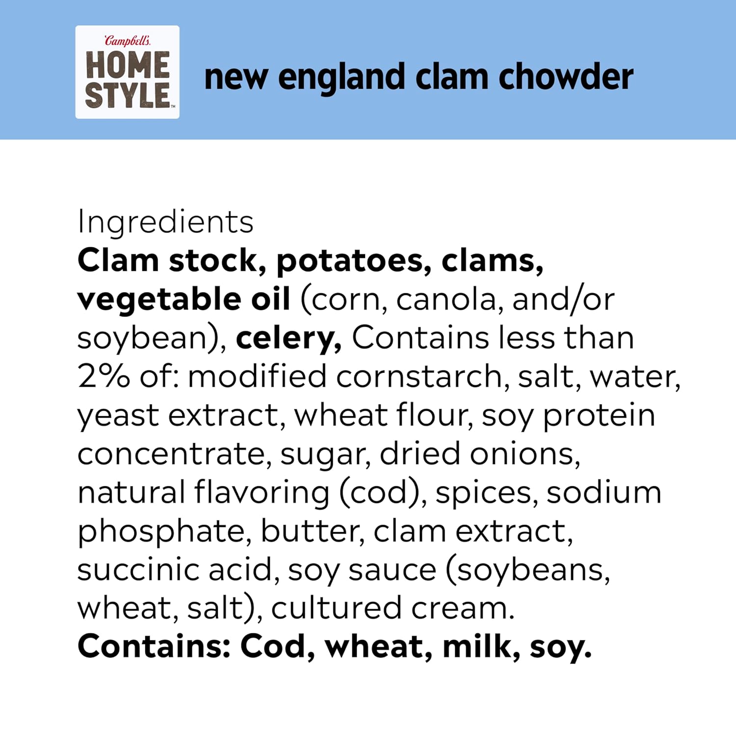 Campbell's Homestyle New England Clam Chowder Soup, 16.3 oz Can (Pack of 4) image 3