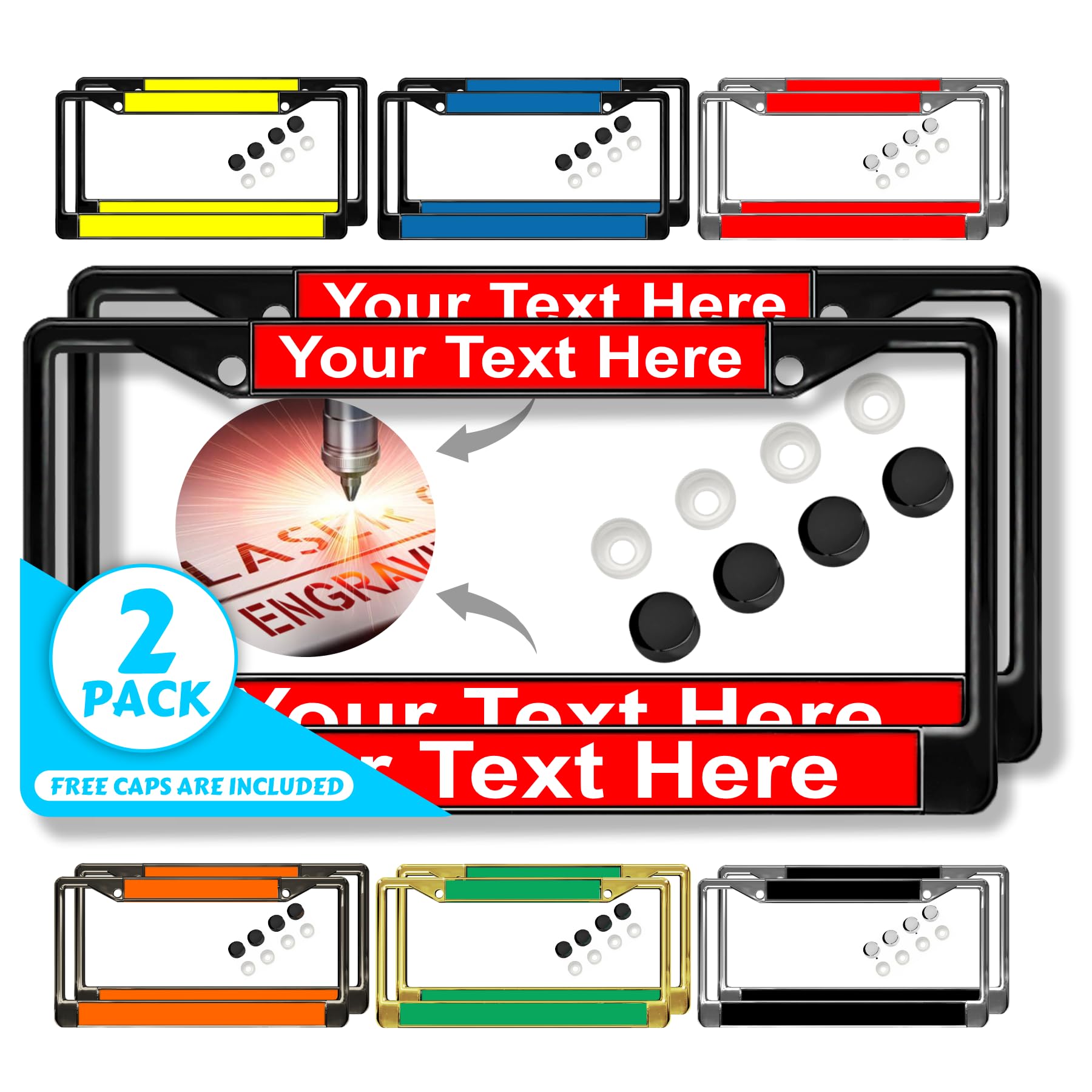 Custom Personalized Metal Laser Engraved Car License Plate Frame with Free caps - Picture 21 of 132