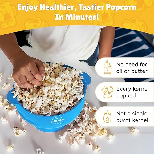 Miniatura 2 de La original Popco - Palomera de silicona para microondas, con asas, para hacer palomitas de maíz, sin BPA y apta para lavavajillas, 10 colores