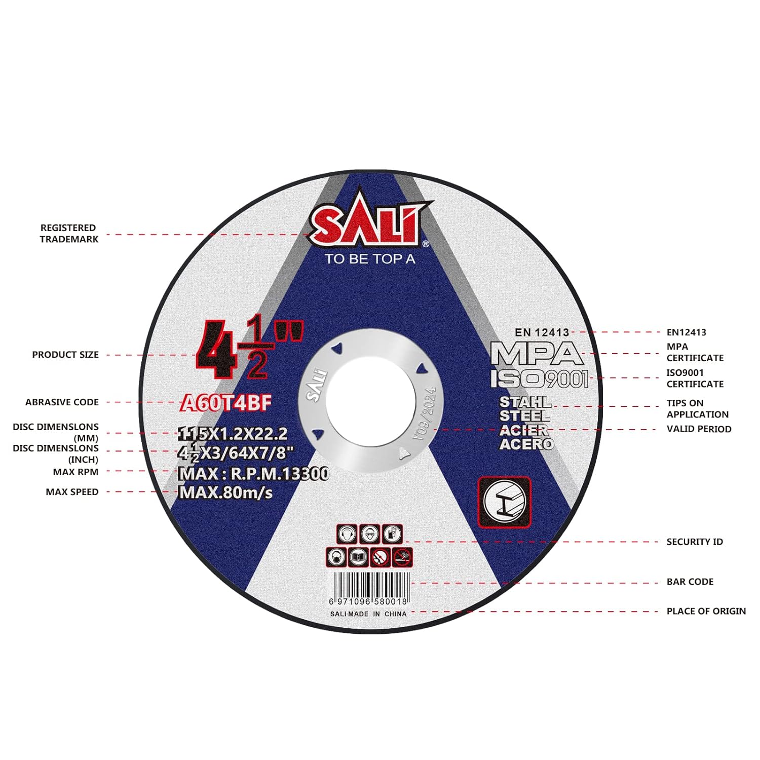 SALI 50 Pack Cut Off Wheel 4 1/2 Inch Cutting Wheels 4-1/2" x 3/64" x 7/8" for Metal & Stainless Steel, Angle Grinder Cutting Wheel,Cutting Discs with Aggressive Cutting: Industrial & Scientific