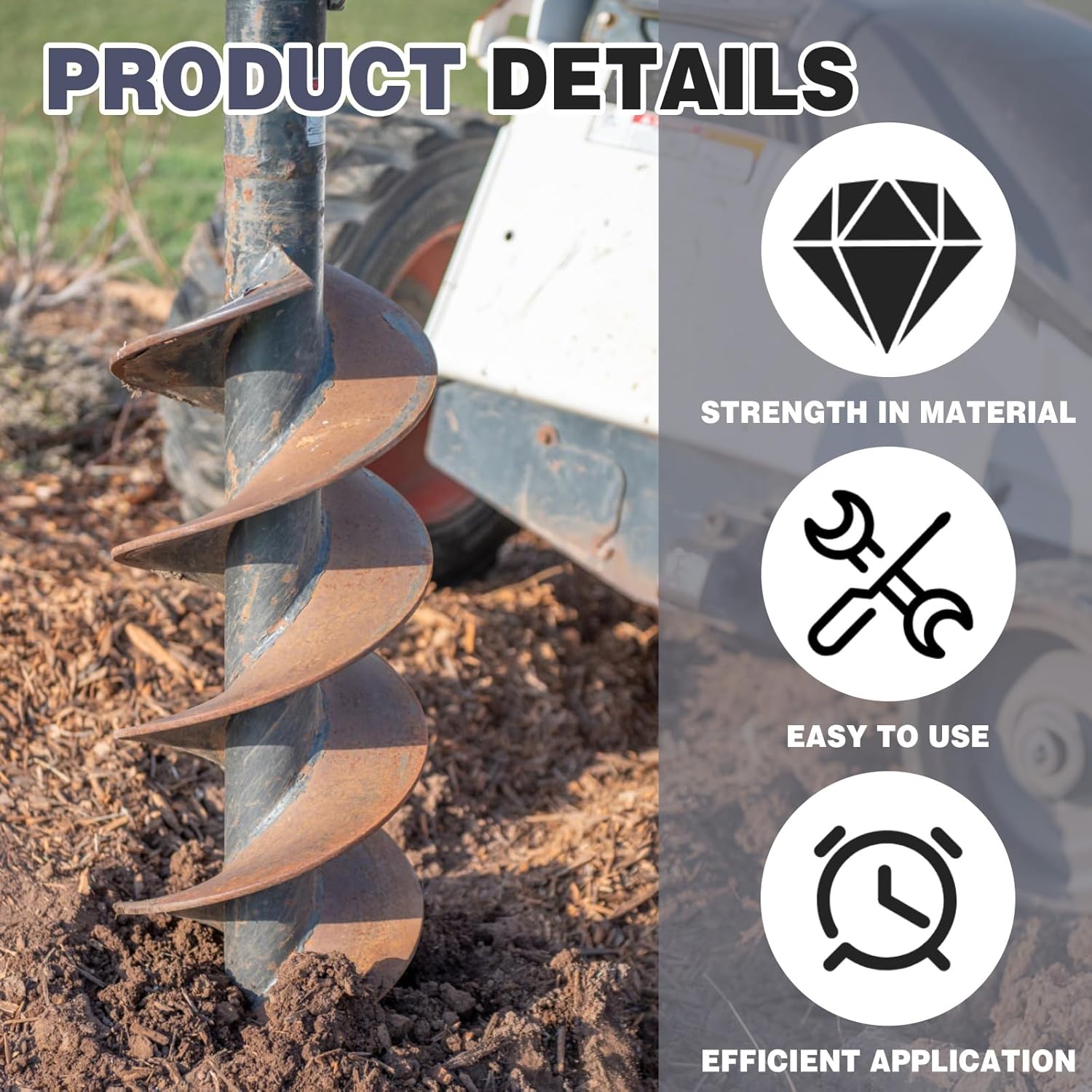 10 Sets Spiral Drill Teeth 35 Size with Rubber Strips, for Digging Crumbly Rock, Soil, Bricks and More