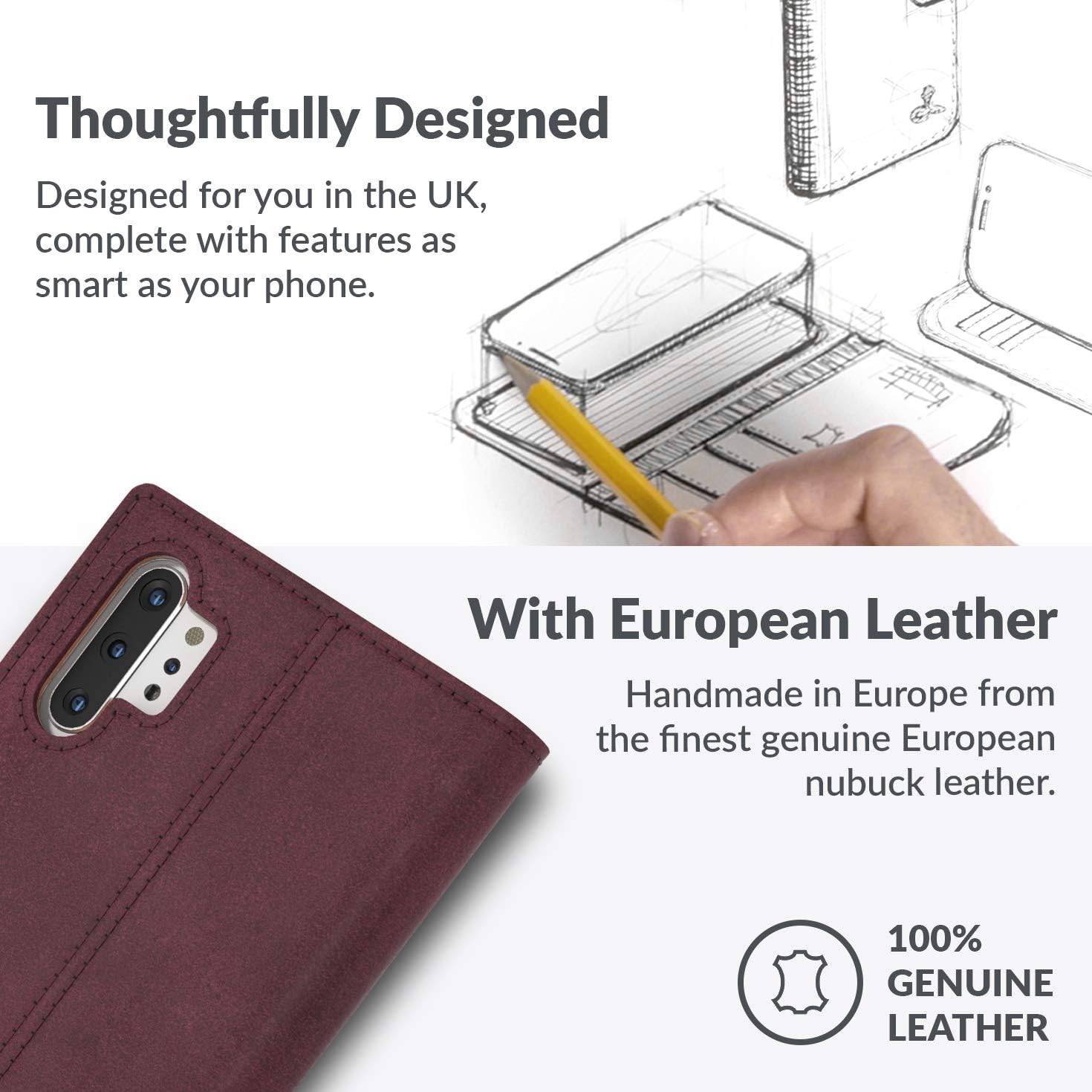 Suреr Chеар 🛒 Snakehive Vintage Wallet for Samsung Galaxy Note 10 Plus || Real Leather Wallet Phone Case || Genuine Leather with Viewing Stand & 3 Card Holder || Flip Folio Cover with Card Slot (Plum)