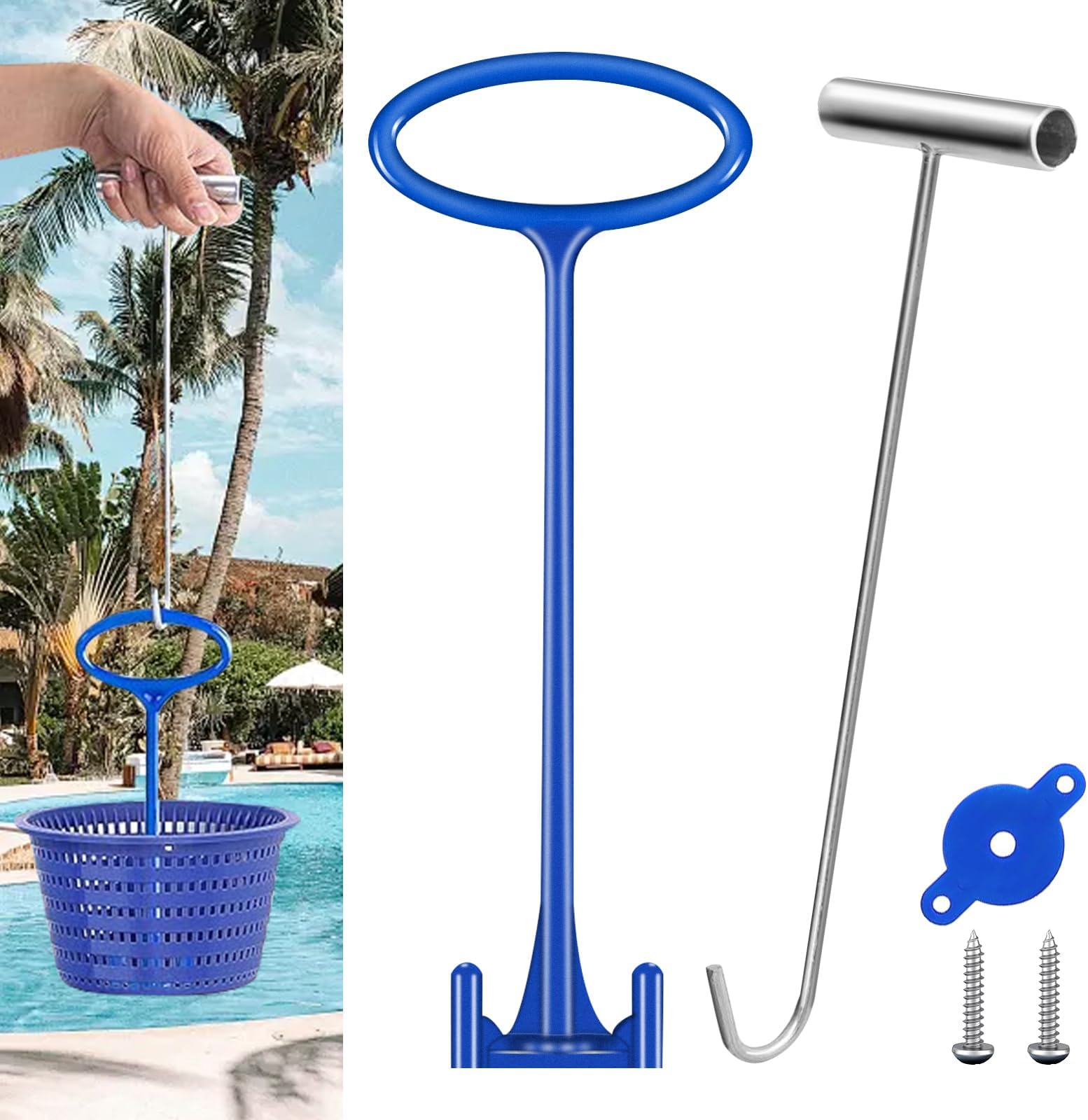Dreyoo Skimmer Basket Handle, Pool Skimmer Basket Hook