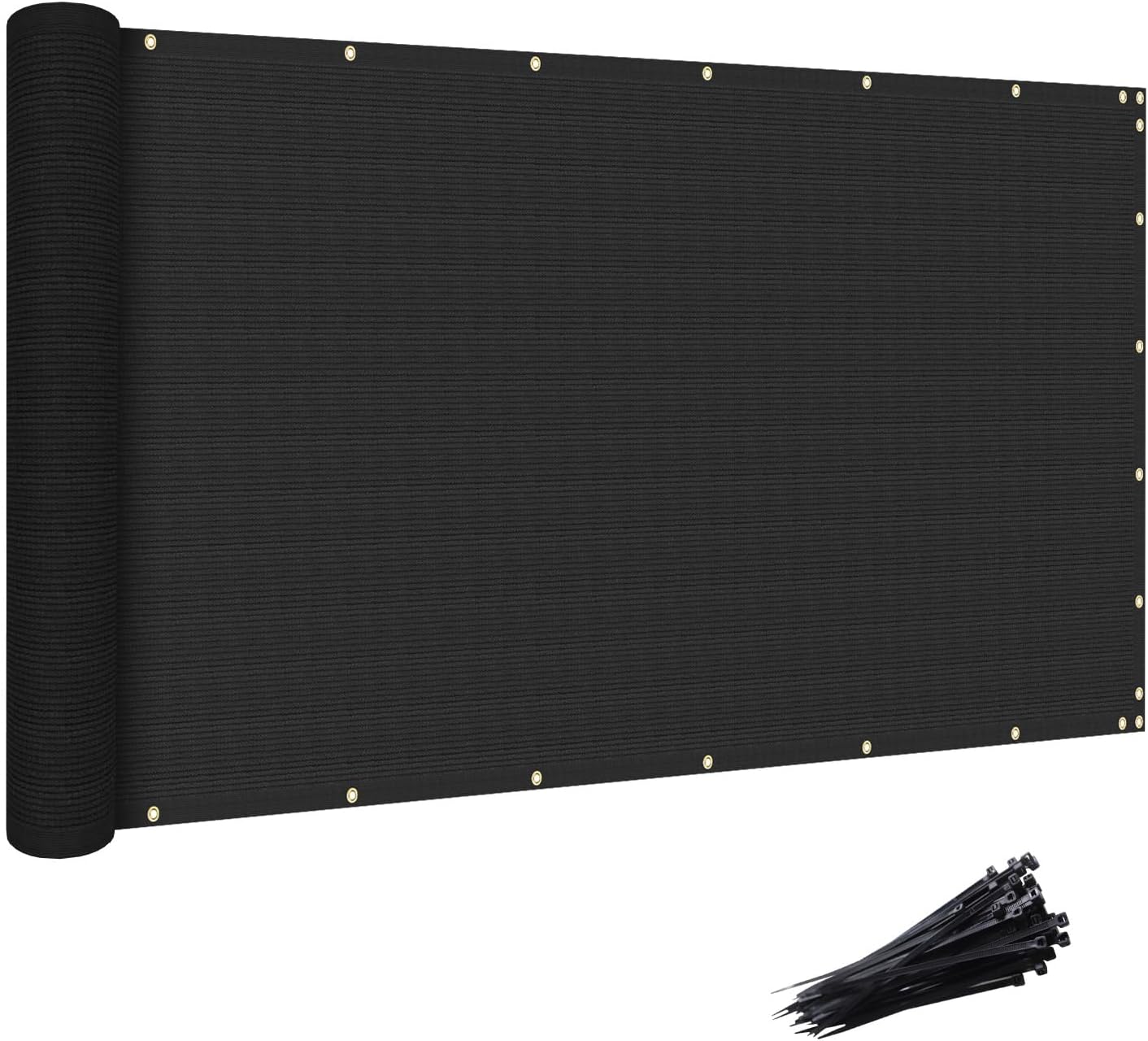 5'×12' Privacy Screen Fence Windscreen Mesh Shade Net Cover Heavy Duty Fencing 90% Blockage for Outdoor Wall Garden Yard Backyard Balcony, Black