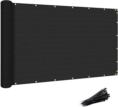 8 x 25 Black Privacy Screen Fence Windscreen Mesh Shade Net Cover Heavy Duty Fencing 90% Blockage for Outdoor Wall Garden Yard Backyard - Custom Size Available