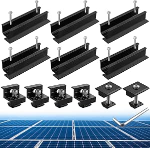 Anbte 6-Piece Solar Panel Roof Mounting Kit with 4.72-Inch Rails and Clamps