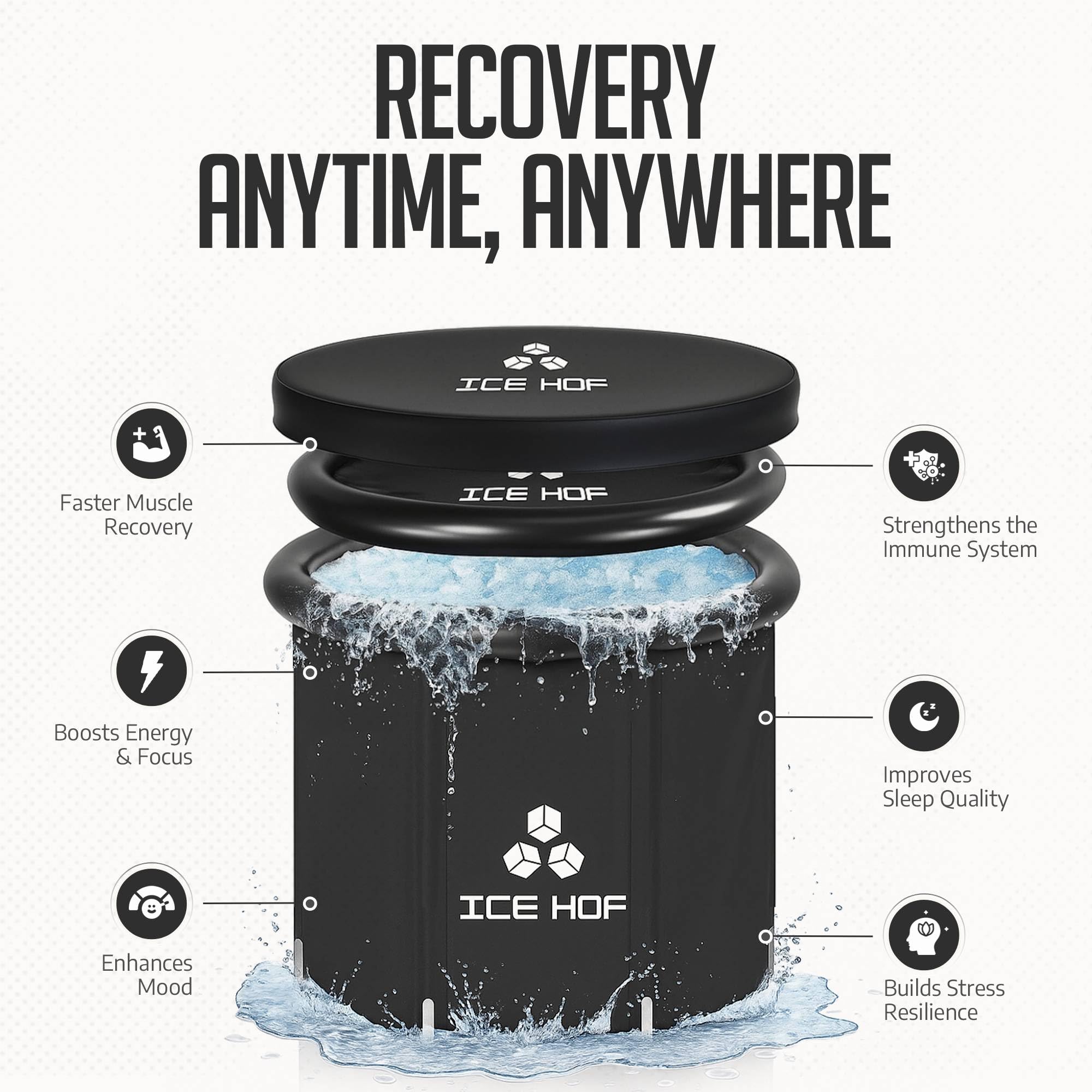 Ice Hof® Ice Bath Tub | New Improved Extra Large Ø80x80 cm Cold Plunge Barrel | Portable Ice Bath for Recovery, Wellness and Cryotherapy – Outdoor Eisbaden Tonne Style