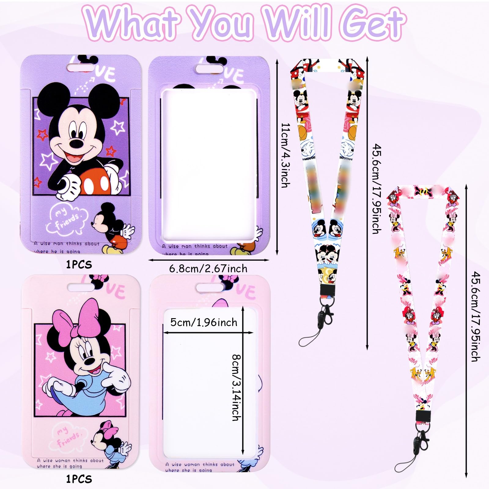Porta Tarjetas Identificativas, 2 Piezas Funda Tarjeta Identificación Portatarjetas Colgante Card Holder Tarjetero Colgante Plastico Diseño de Dibujos Animados Adultos Niños