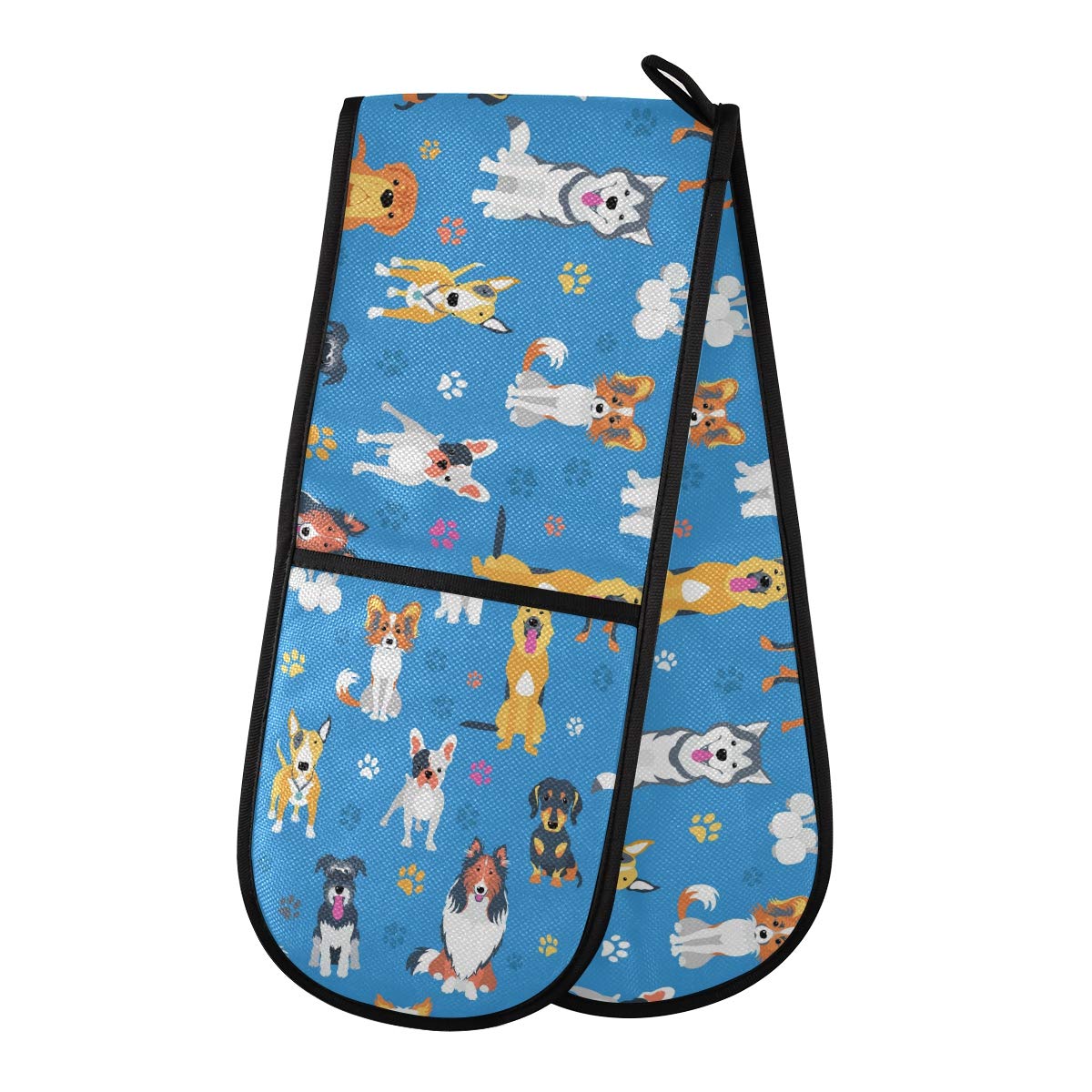 Tropicallife Dog Paw Print Dogs Paw Print Double Oven Mitt Pot Holder Heat Resistant Quilted Double Oven Gloves For Catering Chef Kitchen Home Microwave Bbq