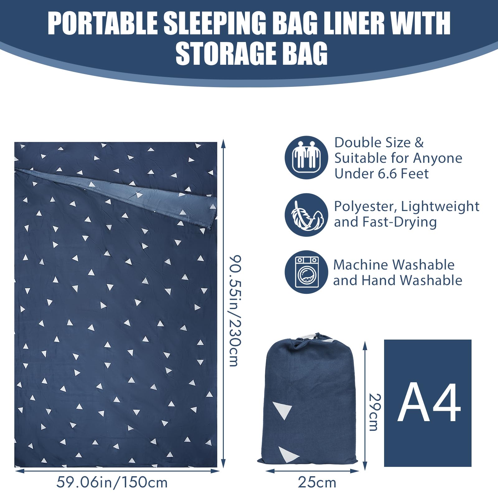 Hüttenschlafsack, 160 x 210cm Leichter Reise Schlafsack mit Kissentasche, Dünner Hüttenschlafsack Sommer zum Reisen, Hotel, Backpackers Journey