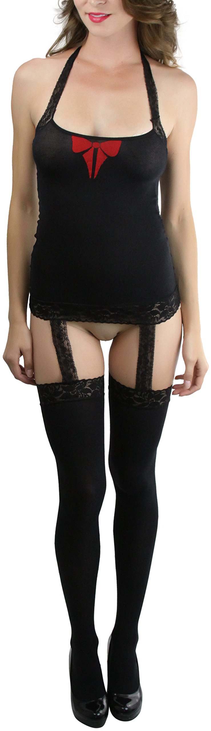ToBeInStyle Women’s Bodystocking Bustier Garter Lingerie Suspender Thigh High Stockings