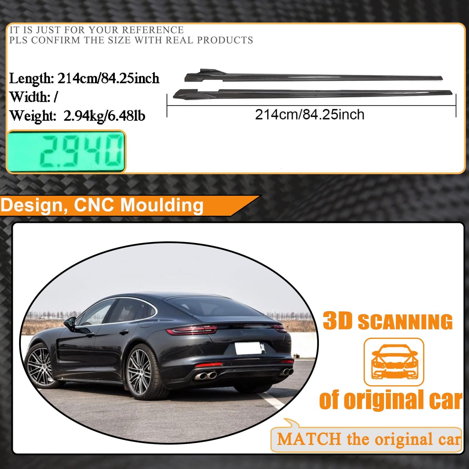 Real Carbon Fiber Side Skirts for Porsche Panamera 2017-2020 Under Door Rocker Panels Valance Extension Lip Factory Outlet