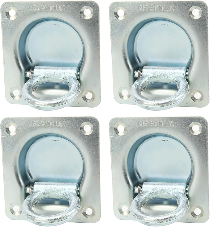 4PCS Recessed Trailer Rope Ring Stainless Steel 2000lb