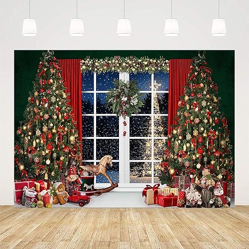 Miniatura 2 de Telón de fondo de Navidad de invierno de 10 x 7 pies para fotografía, árbol de Navidad, ventana, noche, Papá Noel, nieve, fondo para niños, retrato