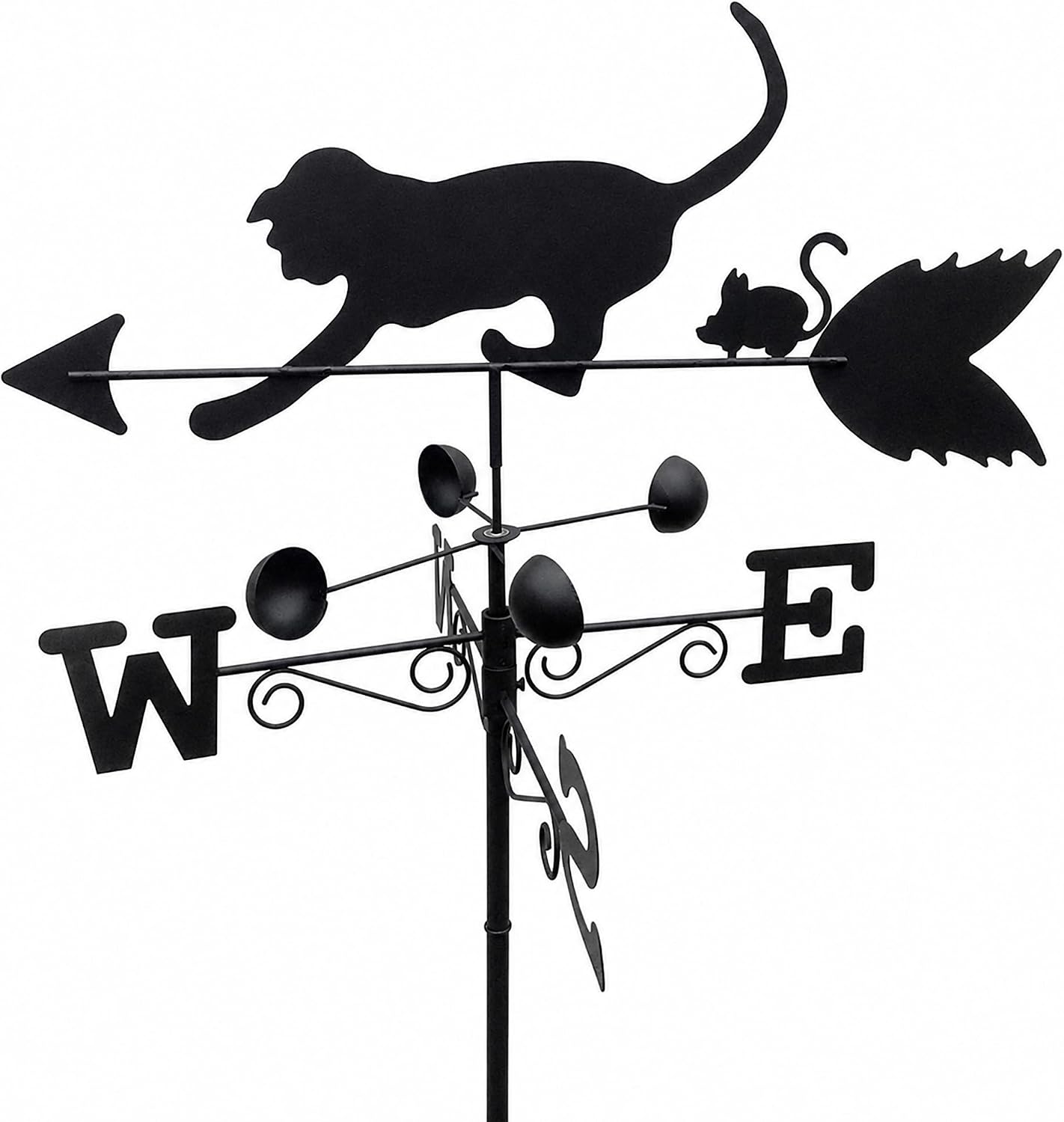 Girouette Chat en Acier avec mât et Fixation Murale — vue 2