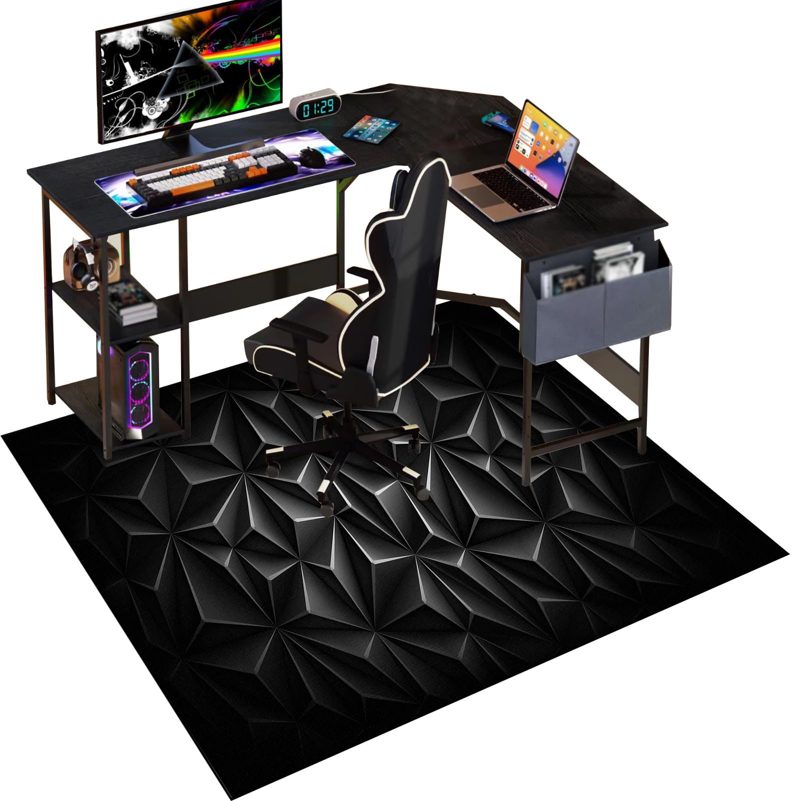 Gaming Chair Mat for Carpet, 160 x 180 cm Office Chair Mat for Carpeted Floor, Floor Protectors for Rolling Chairs, Non slip Floor Protection Mat, Computer Desk Chair Mat for Hard Wood Tile Floors