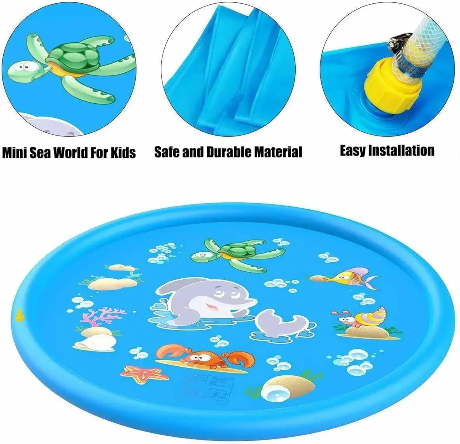 Inflatable Water Sprinkler Pad for Dogs- 100/170cm Beach Spray Mat for Outdoor Fun and Lawn Swimming Pool Play(170cm)