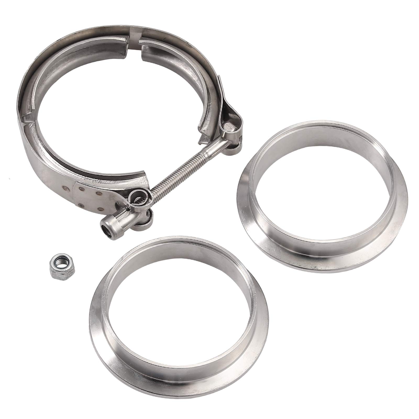 Auto Auspuff V Bandschelle Kit 76 mm 3 Zoll Edelstahl V Band Schelle 4x Anschweissringe Flansch Kit