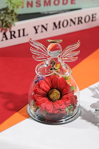Miniatura 5 de Regalos de cumpleaños para mujeres, regalos de girasol con flores preservadas en figuras de ángel de cristal, aniversario, para mujeres, regalos