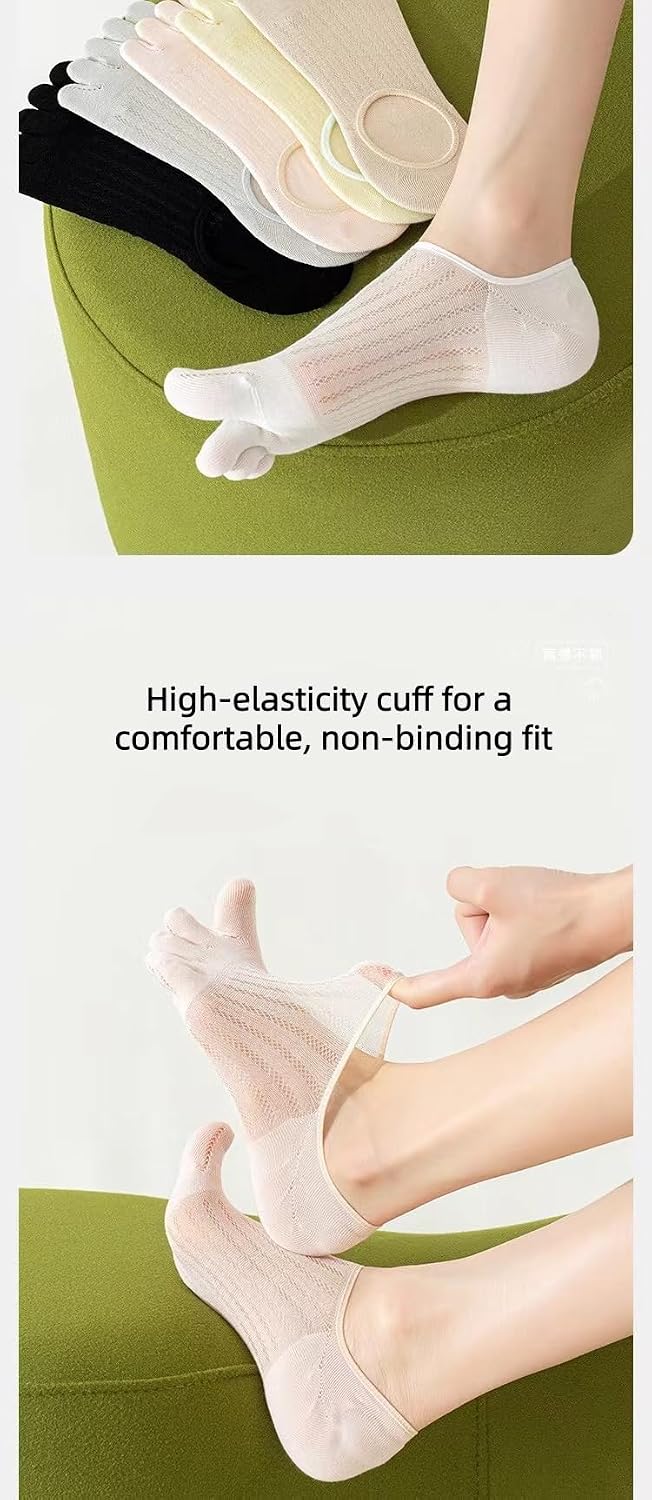 5 Pair Women'S Summer Thin Mesh No Show Socks Breathable Lightweight Stretch Ankle Toe Socks