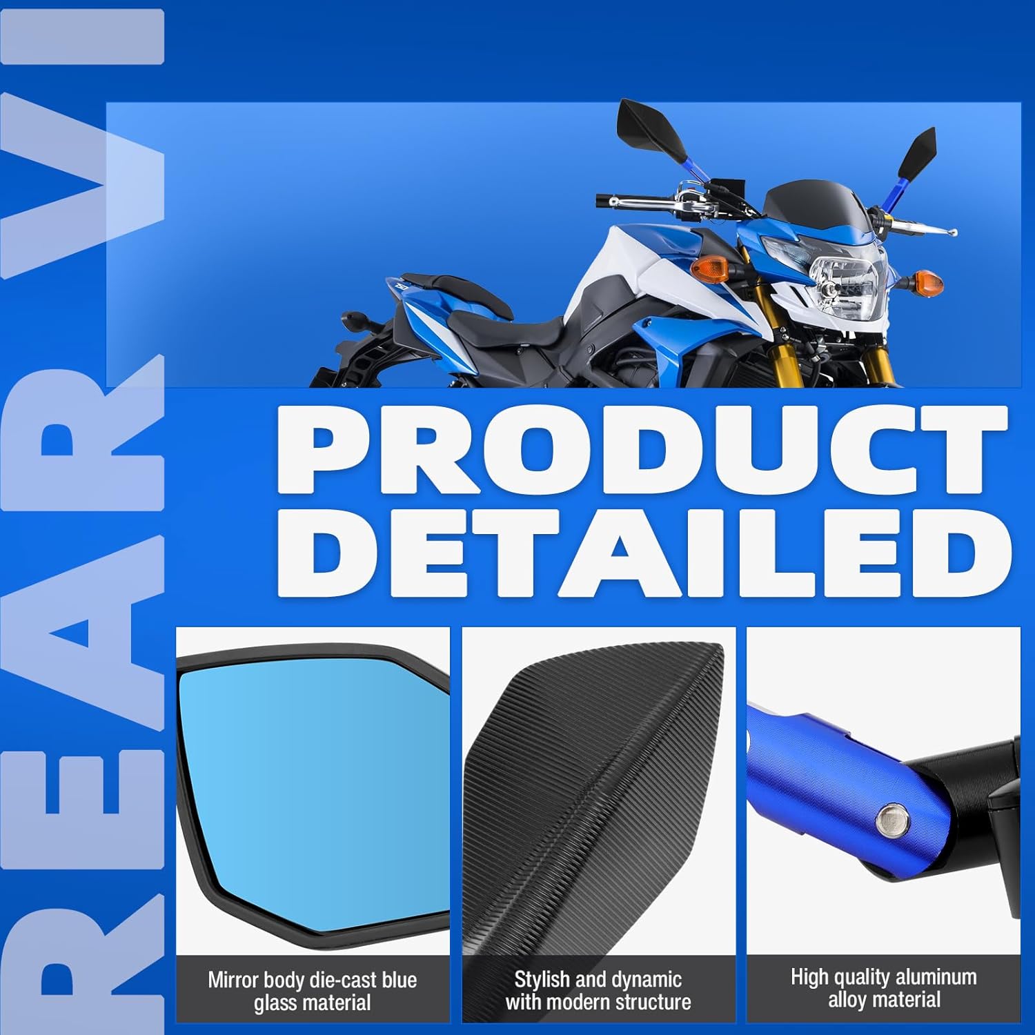 DREAMIZER Universal Motorcycle Mirrors M10 M8 Rearview Mirror Hawk-Eye Side Mirrors Compatible with Honda GROM MSX125 Kawasaki Z125 Pro Z750 Z650 Yamaha MT03 MT10 and More