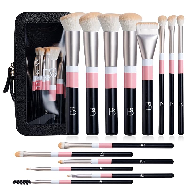 BS-MALL Kit de Pincéis de Maquiagem com Bolsa, 15 Peças