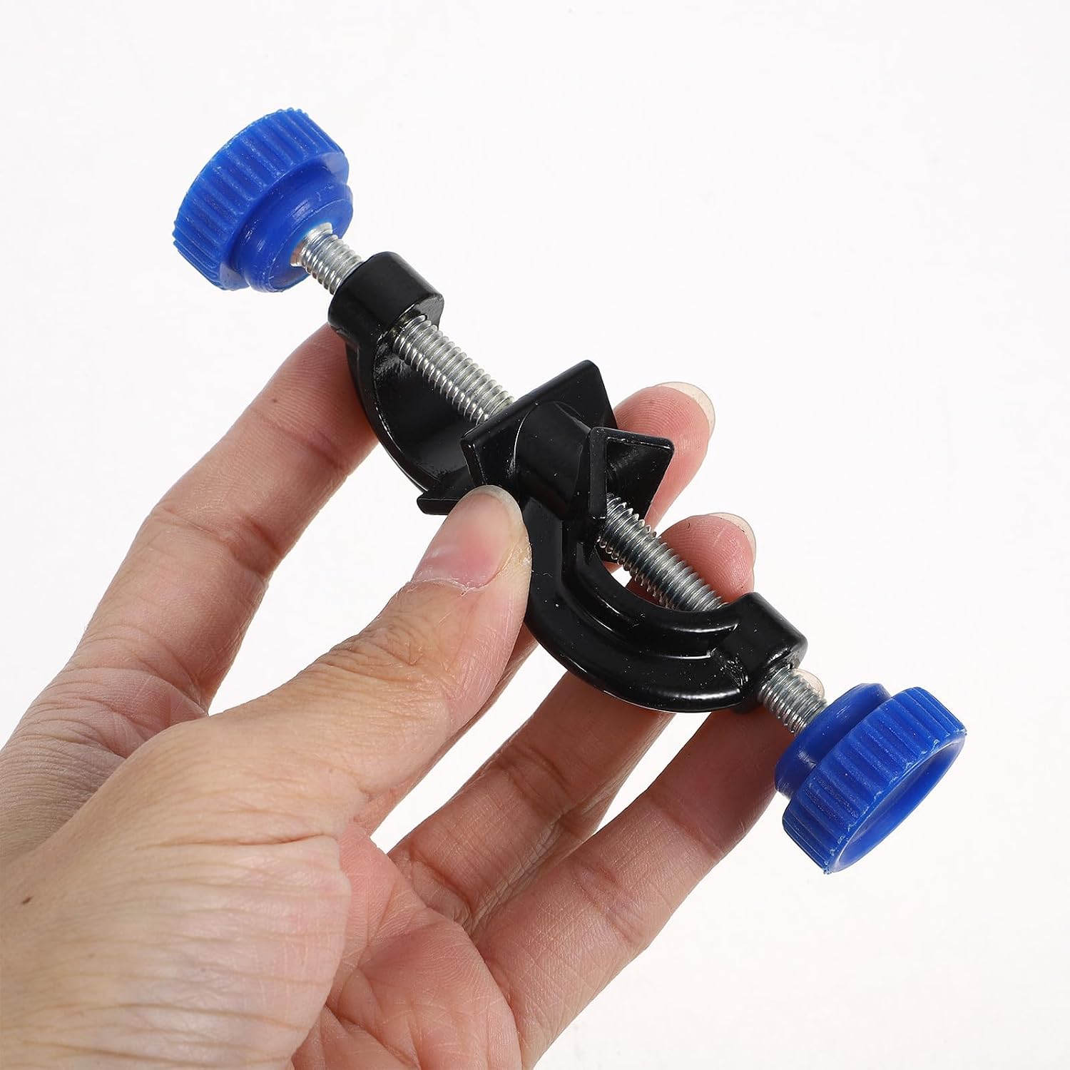 2pcs Black Aluminum Coated Cross Clamp Stand Holder with Boss Head for Laboratory Use, Heavy Duty Lab Stand Clamp Holder Support for Flask and Rod Attachments