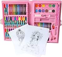 Maleta Para Pintura Infantil Rosa Meninas 86 Peças Girls de Férias Estojo de Pintura Para Desenhar