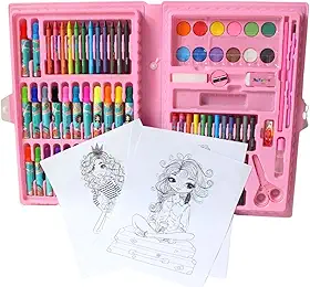 Maleta Para Pintura Infantil Rosa Meninas 86 Peças Girls de Férias Estojo de Pintura Para Desenhar