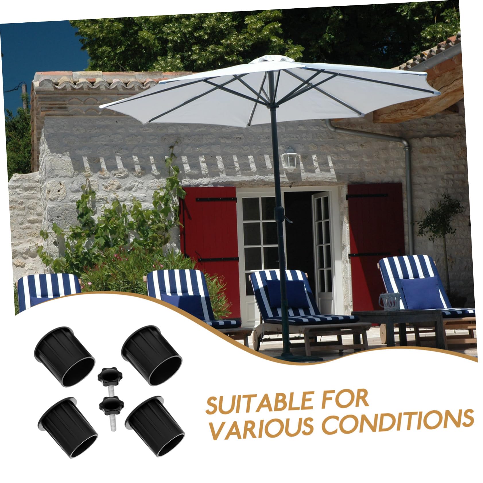 SUPVOX 5 Set Accessori Base ombrellone Base per ombrelloni portaombrellone piovere Ancora Spina dell'ombrello Tappo ad Anello per Foro per ombrellone da Patio Ferro da Stiro Black