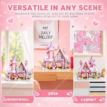 Spindoo Pink Candy House Building Block Set with Windmill, 614+