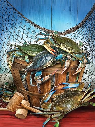 Rompecabezas Heritage Crab Catch - Rompecabezas de 550 piezas para adultos por Larry Jones - Tamaño 18 x 24 pulgadas - Crabbing Adventure Seaside