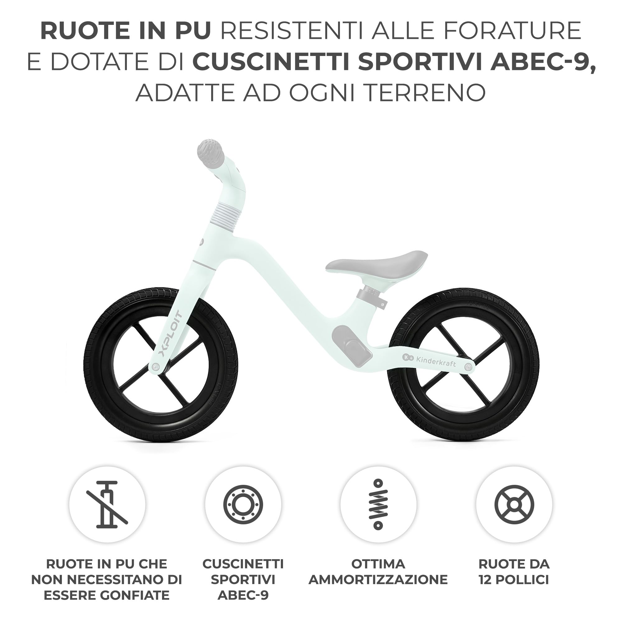 Kinderkraft XPLOIT Bicicletta, Leggero Bici Senza Pedali, fino 2 Anni